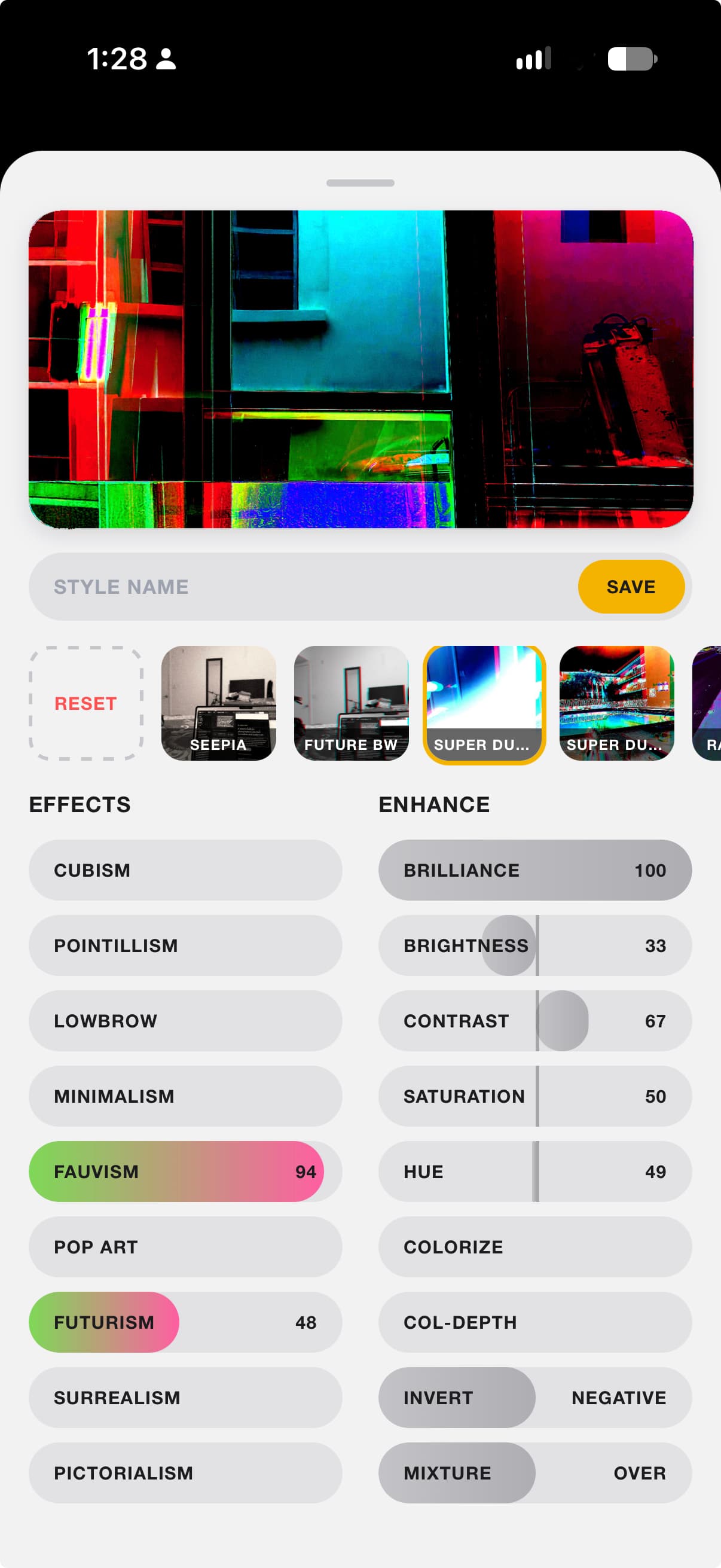 Artefekt Effects Panel